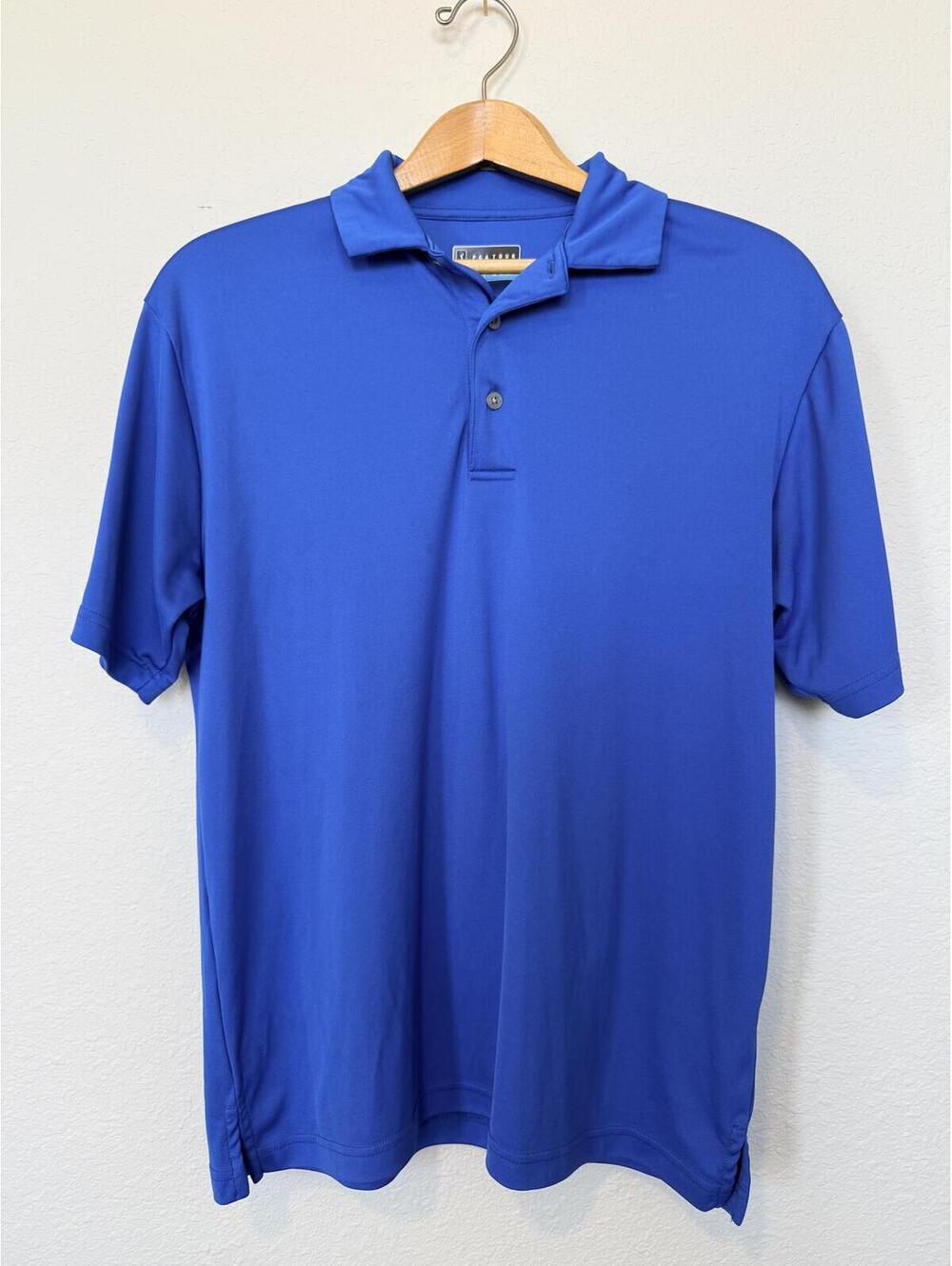 PGA Tour Polo Shirt Mens Medium Blue Performance Golf Shirt
